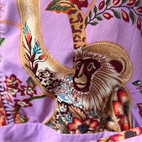 Farm Rio Monkey Floral Puff Sleeve V Neck belted Romper * XL - Picture 15 of 15